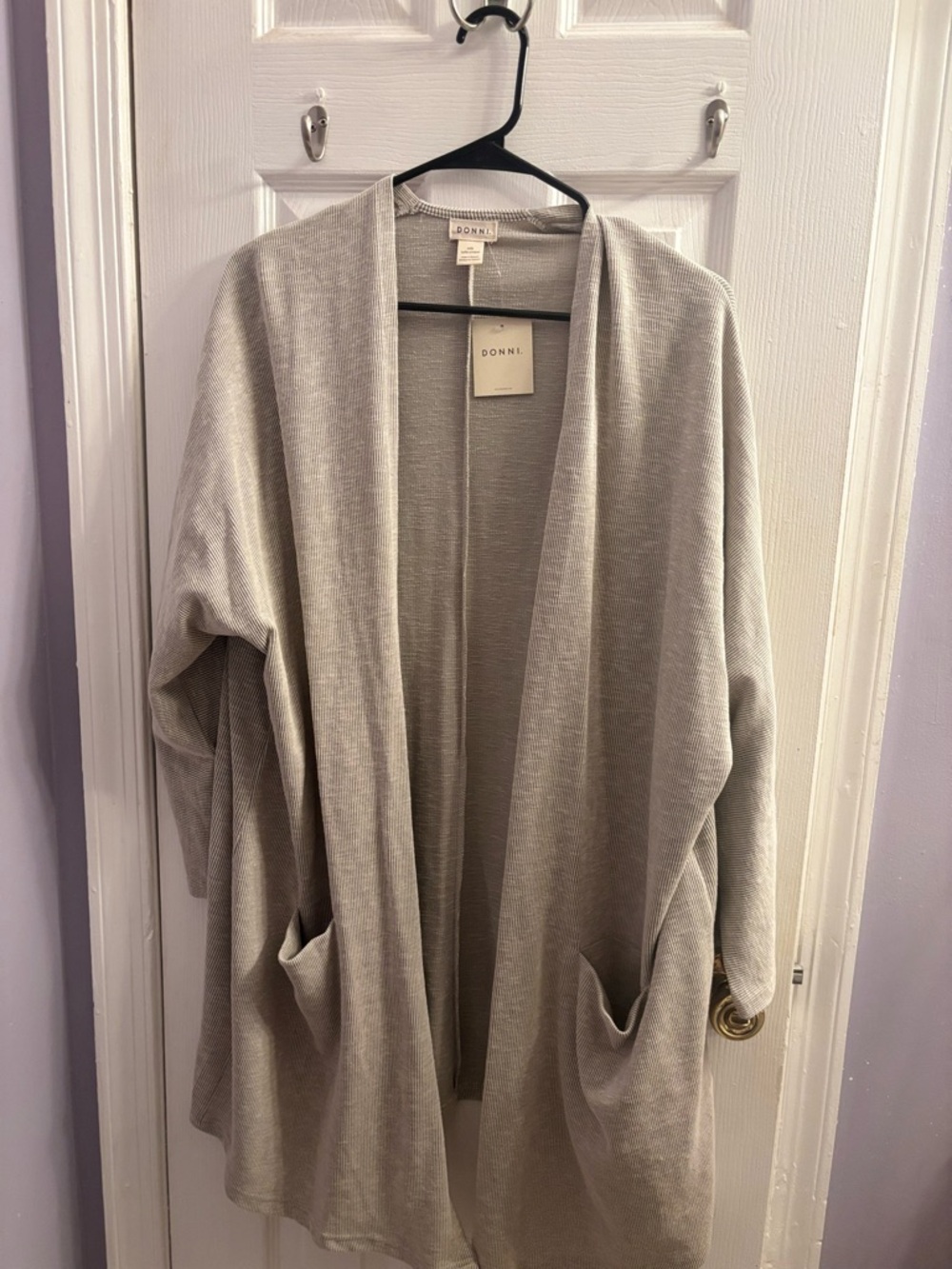 DONNI. Heather Gray Open-Front Cozy Knit Cardigan